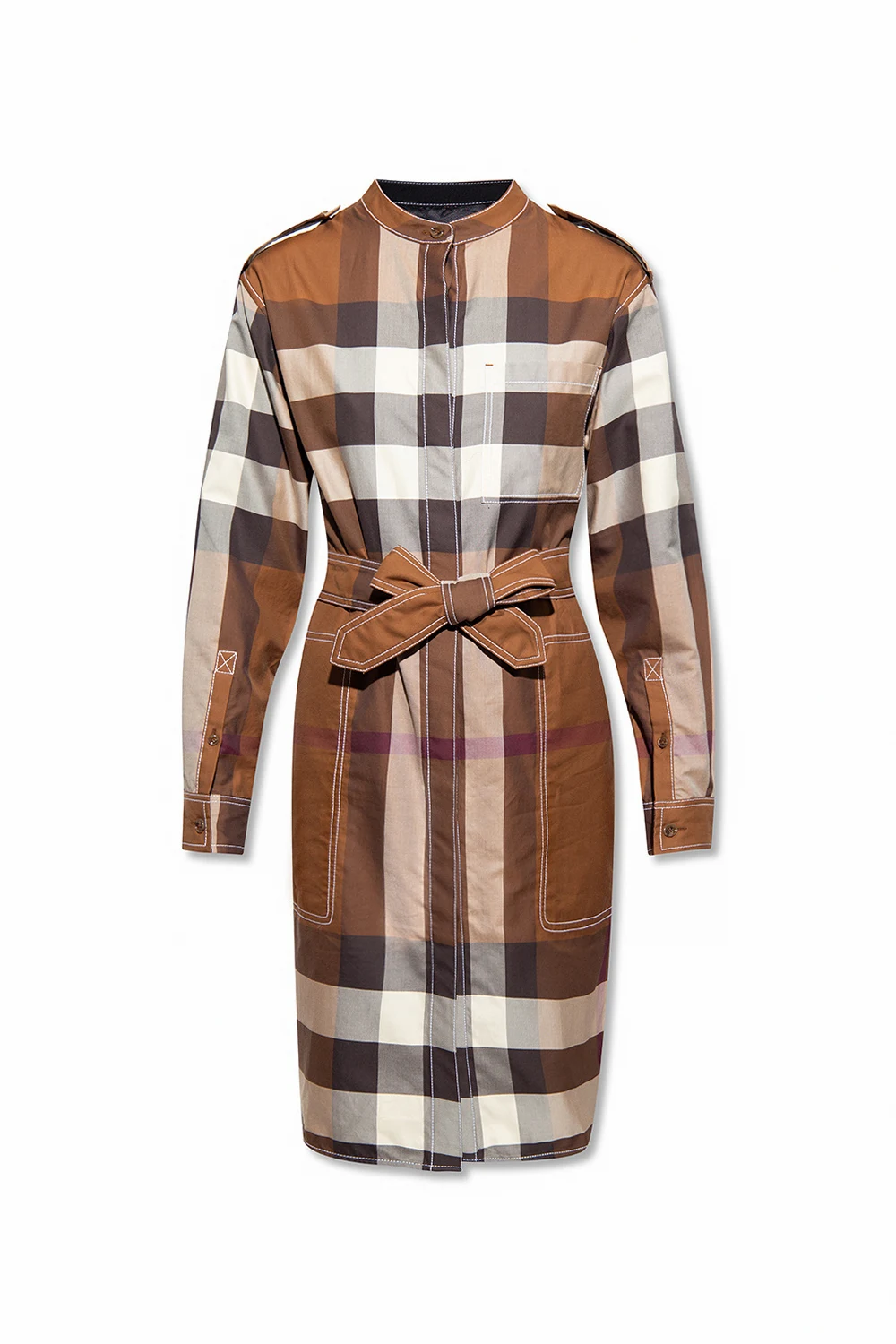 BROWN ‘Aurelia’ dress with standing collar