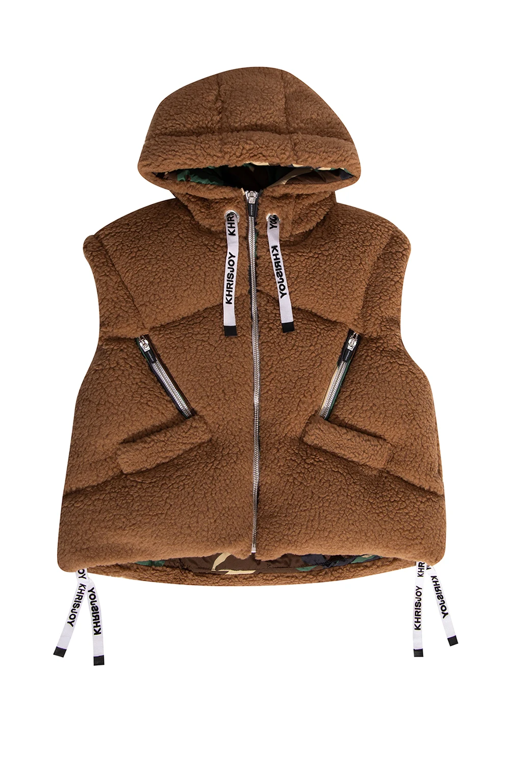 BROWN Hooded down vest