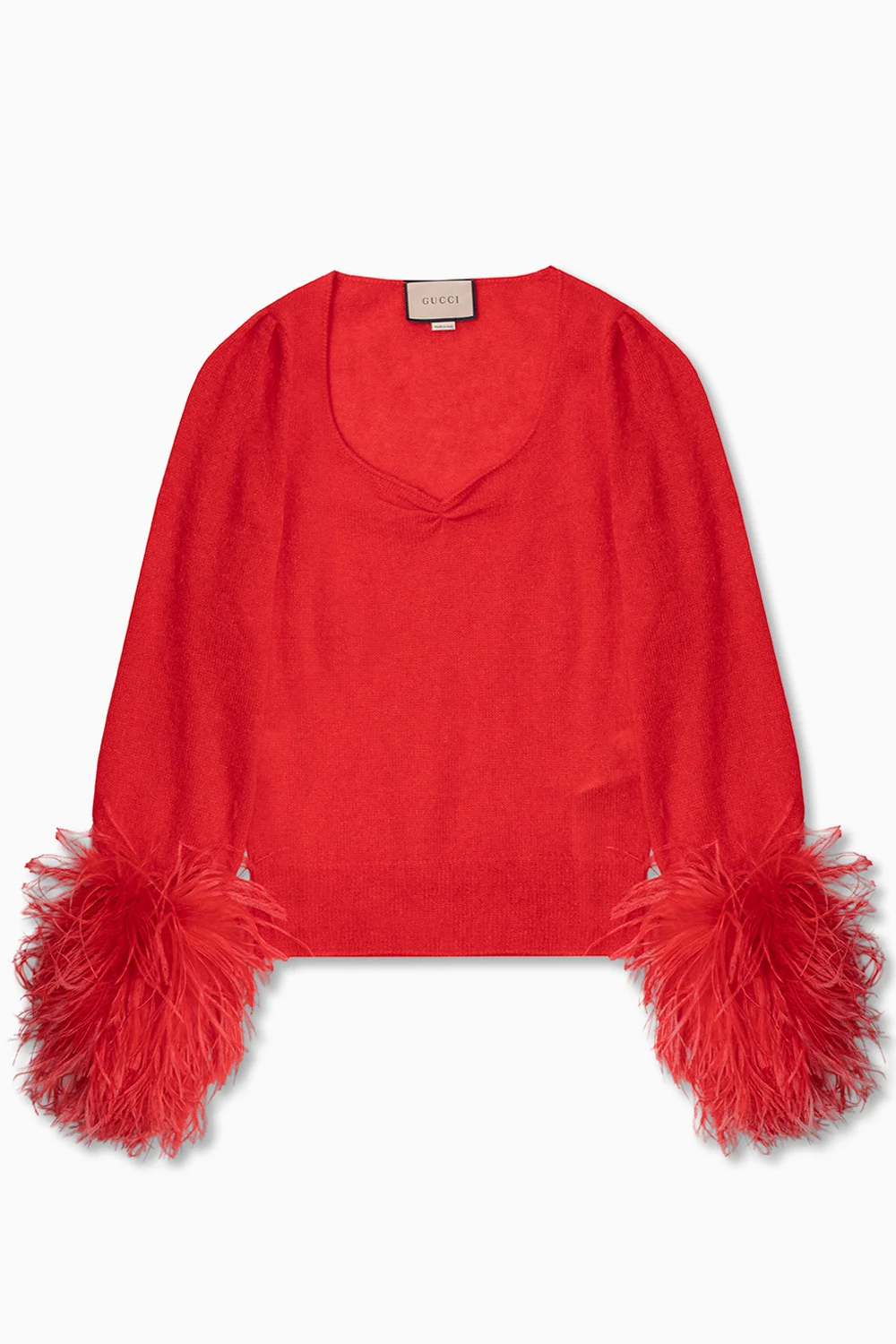 Sweater with ostrich feathers