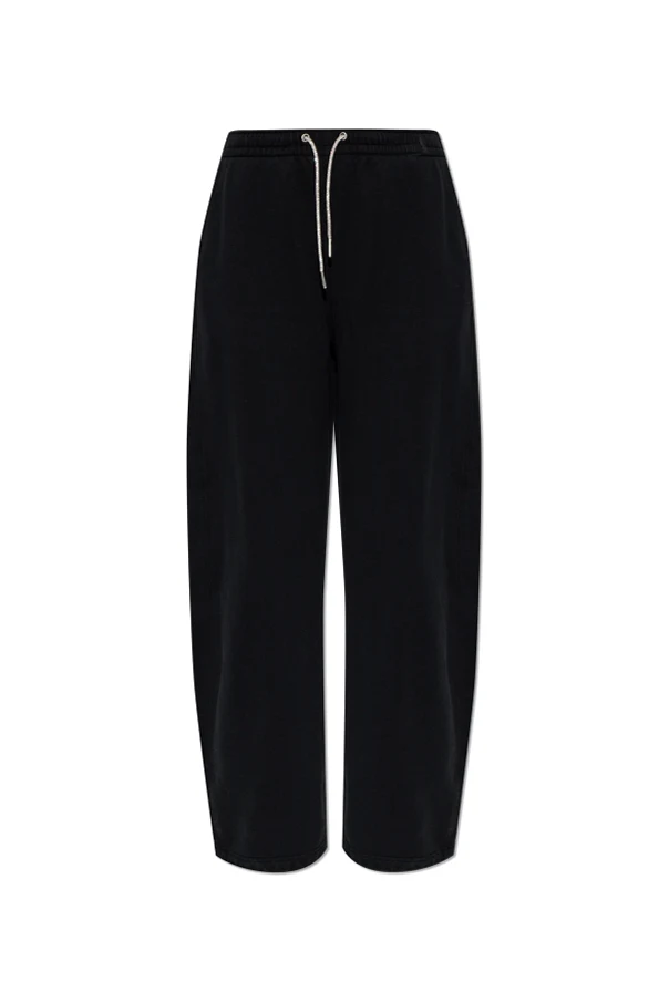 CZARNY Spodnie dresowe z szerokimi nogawkami