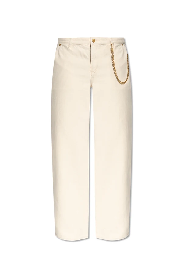 kremowy Jeansy z nogawkami o szerokim kroju