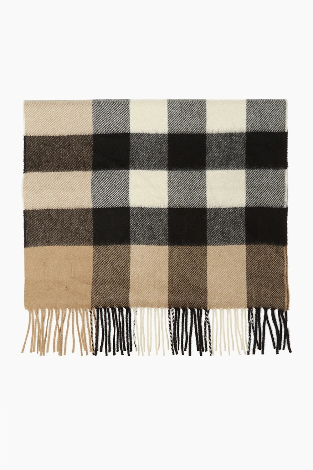 beige Check cashmere scarf