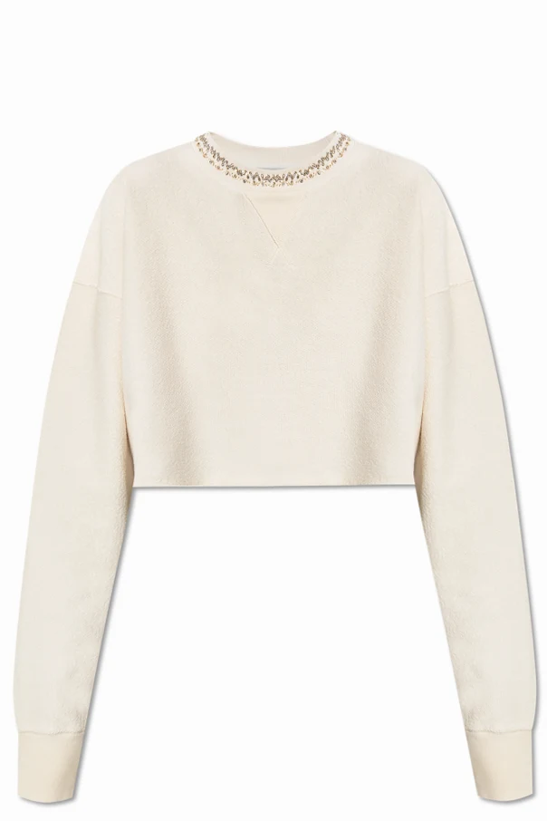 cream Short sweatshirt with appliqués