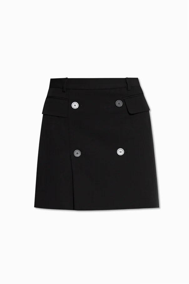 SCHWARZ Rock mit dekorativen Knöpfen