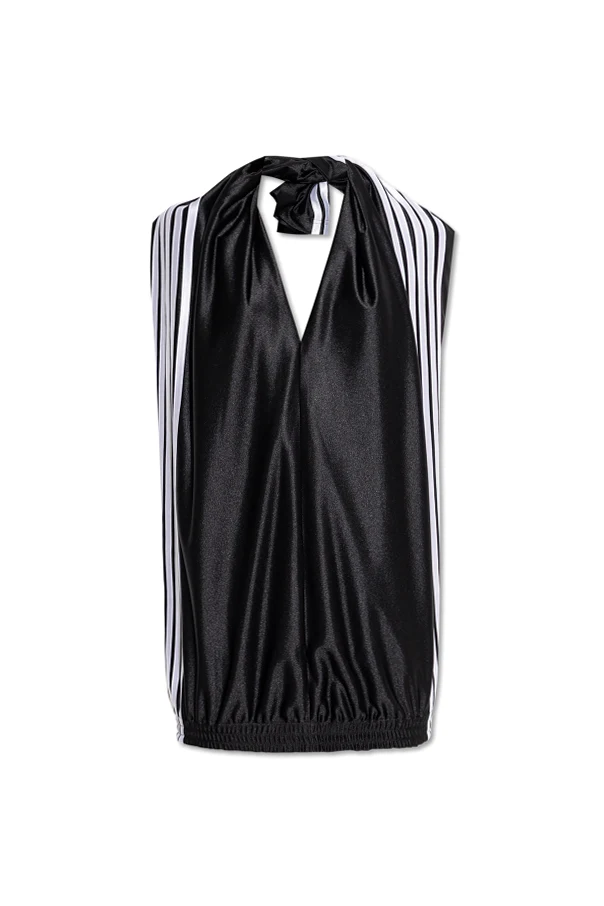 SCHWARZ Kurzes Kleid mit V-Ausschnitt