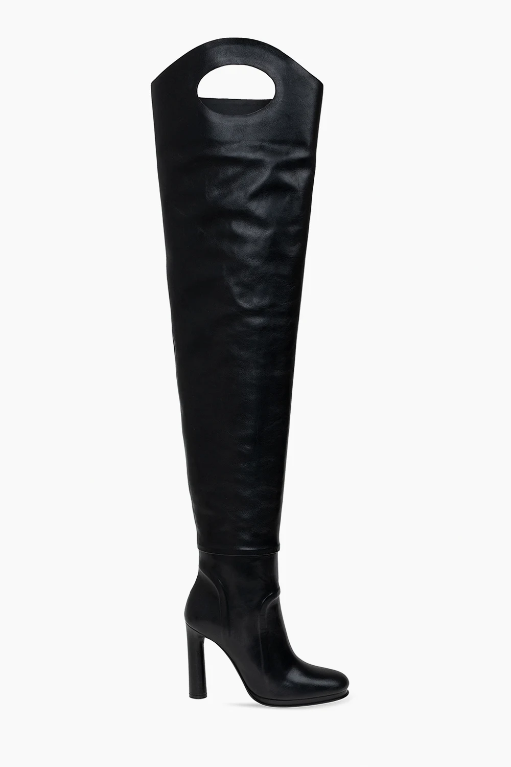 BLACK Leather over-the-knee boots