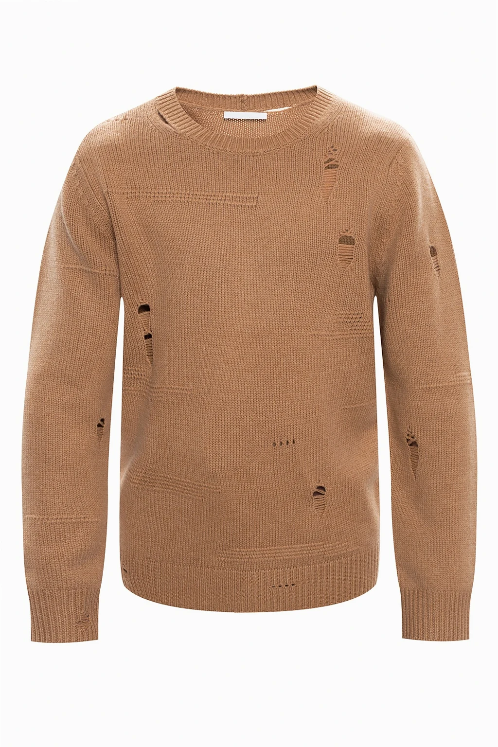 BROWN Knitted sweater with raw edge