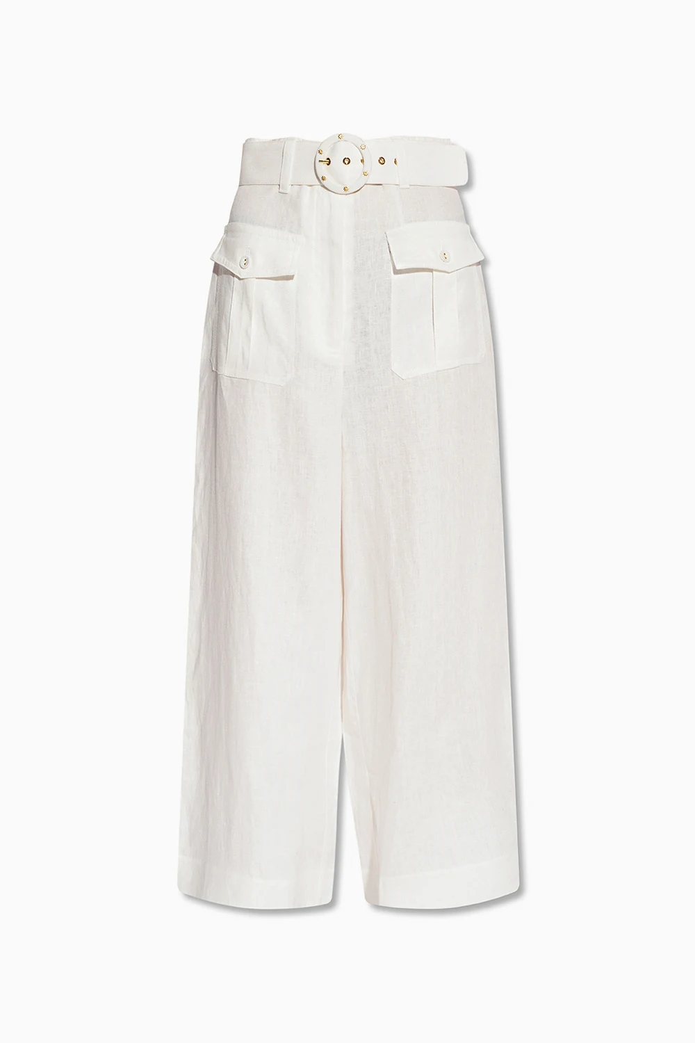 High-waisted linen trousers