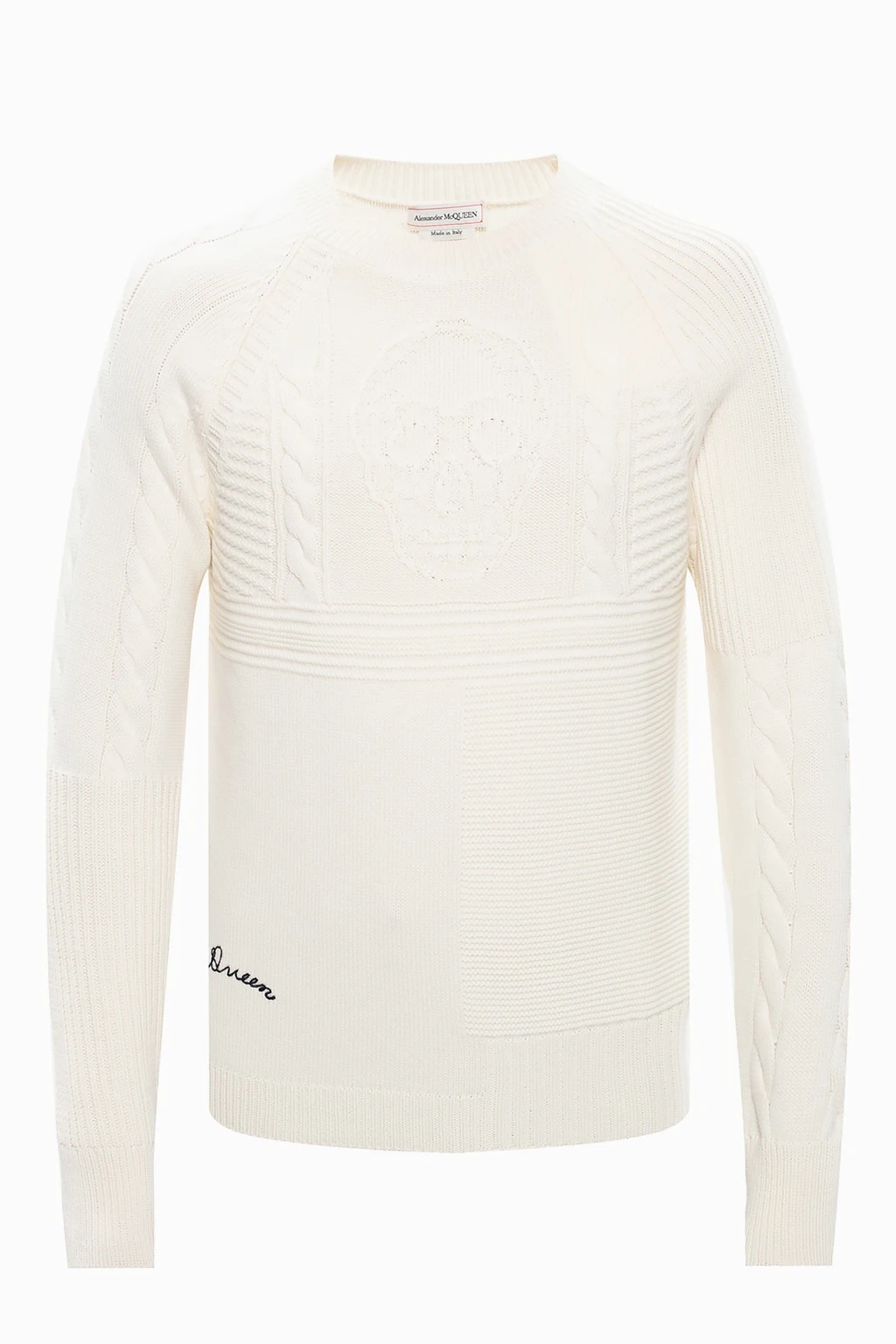 cream Rib-knit sweater with logo