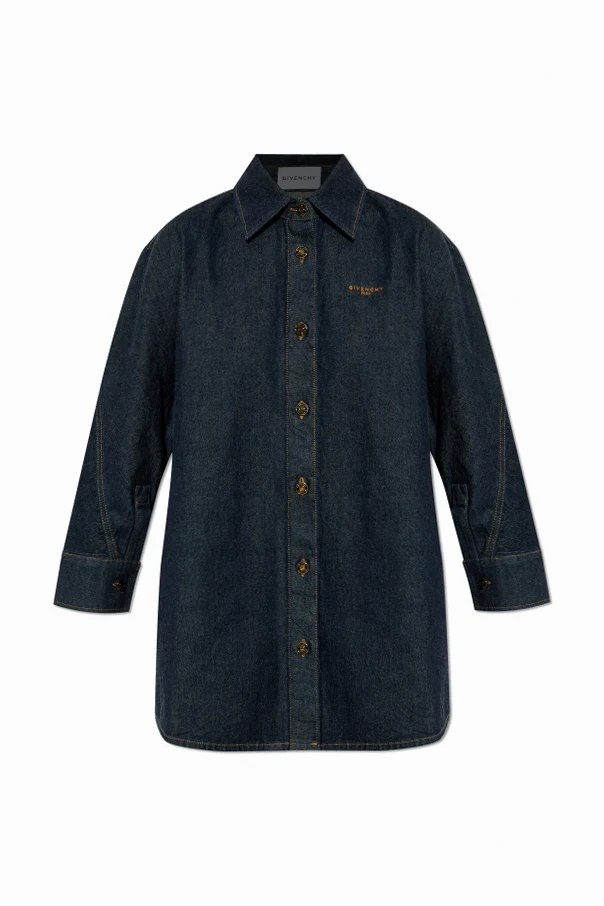 GRANATOWY Jeansowa koszula typu `oversize`