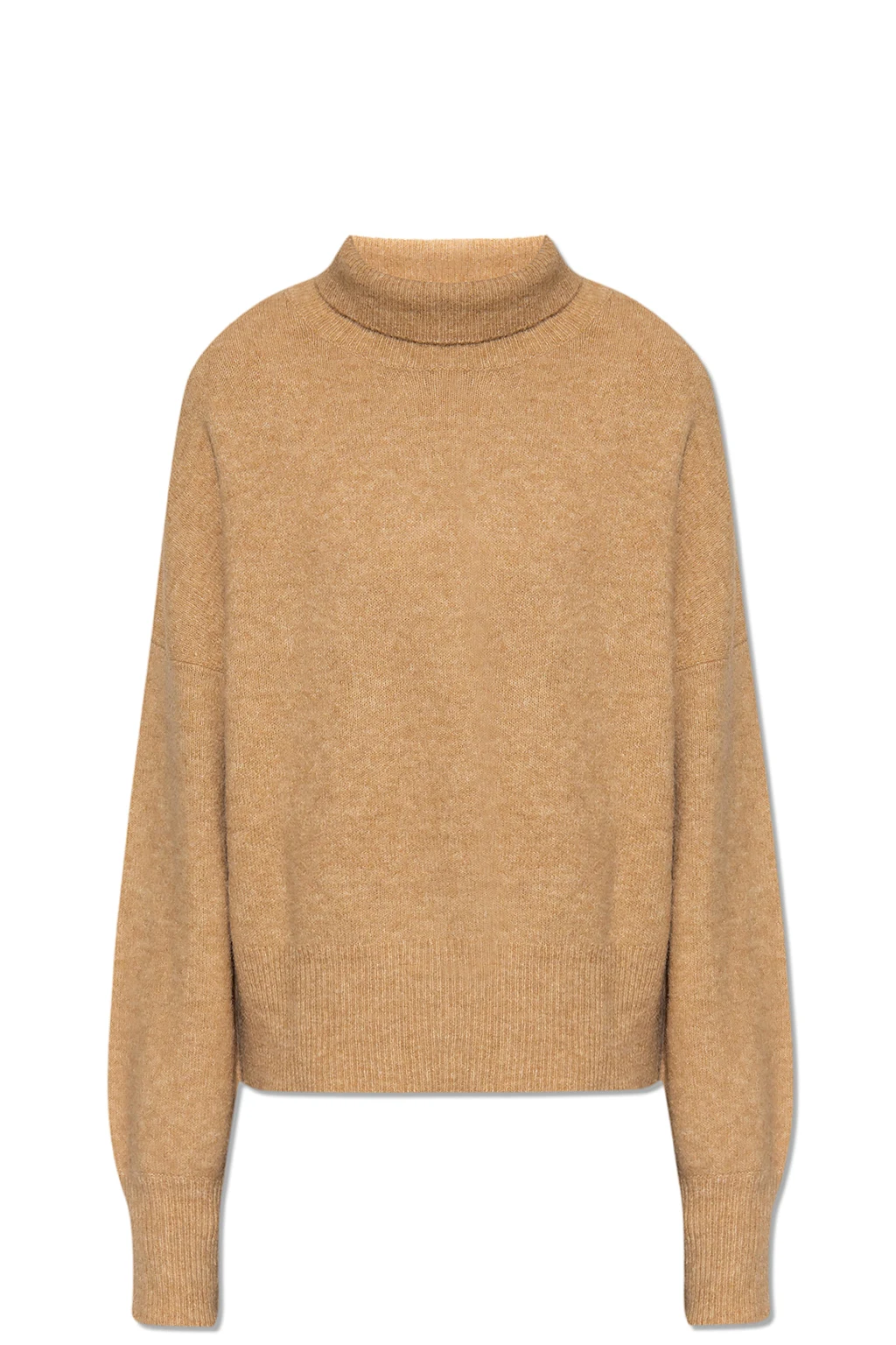 beige Turtleneck sweater with ribbed trims