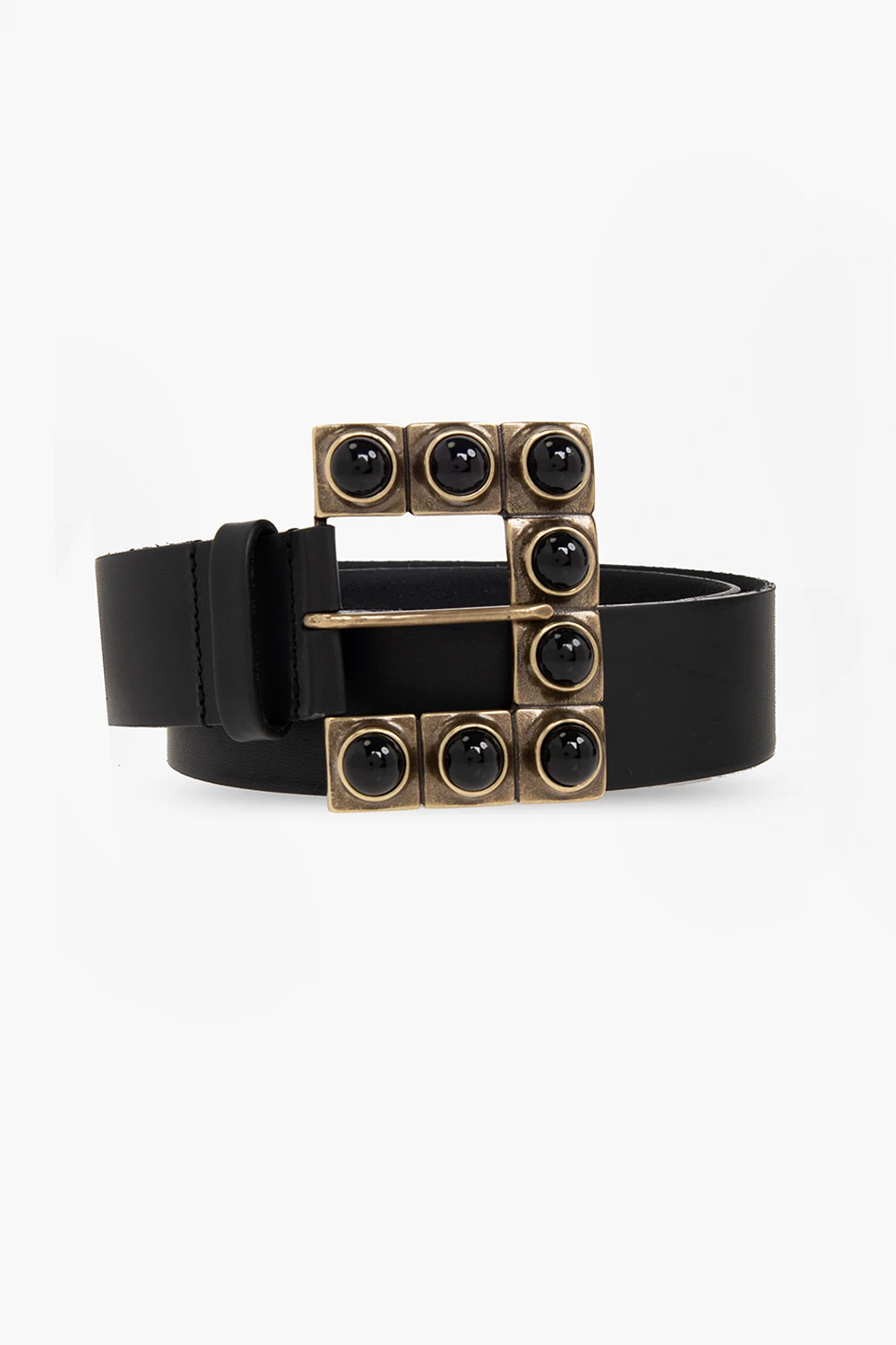 Leather belt with decorative buckle