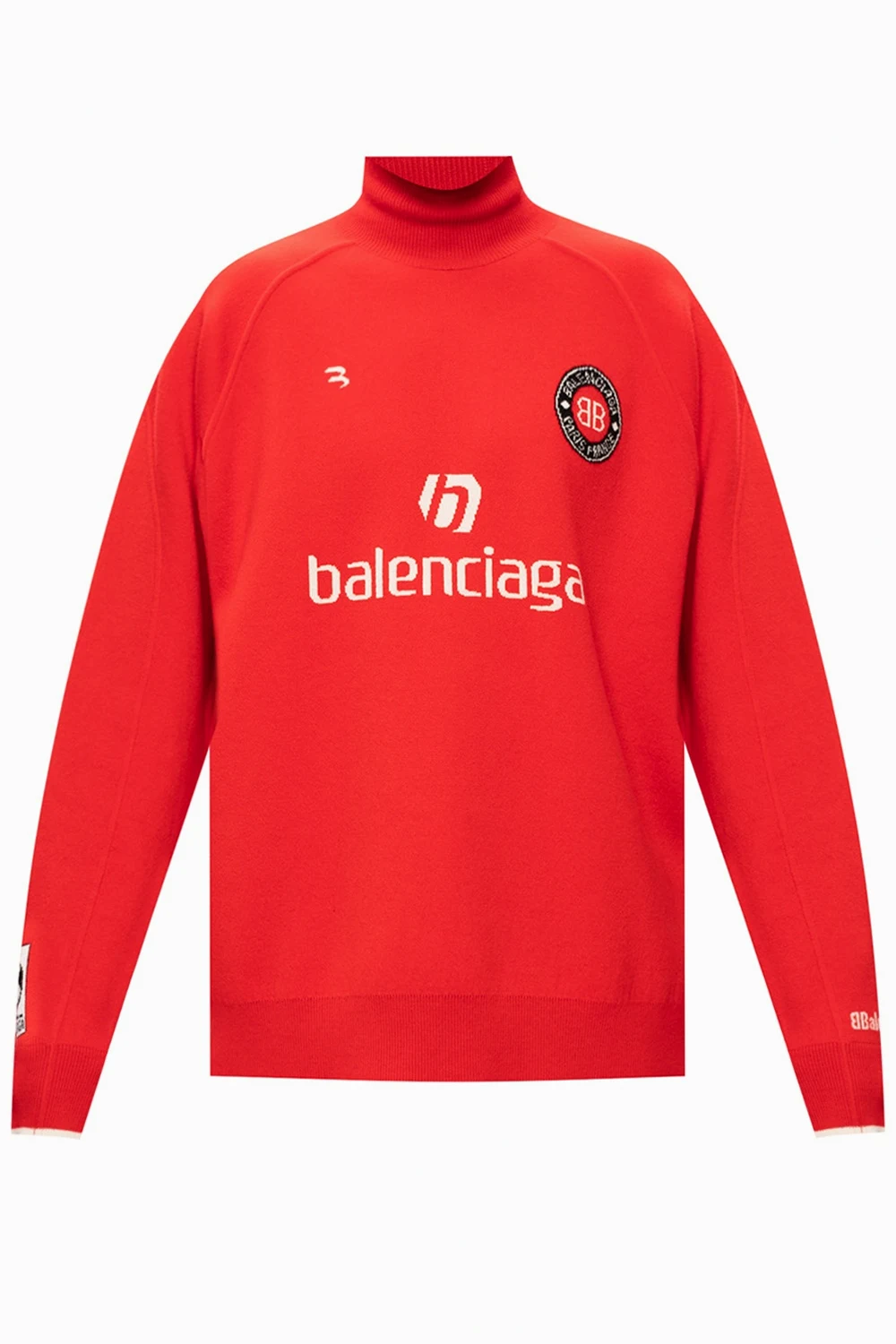RED Rib-knit turtleneck sweater with logo