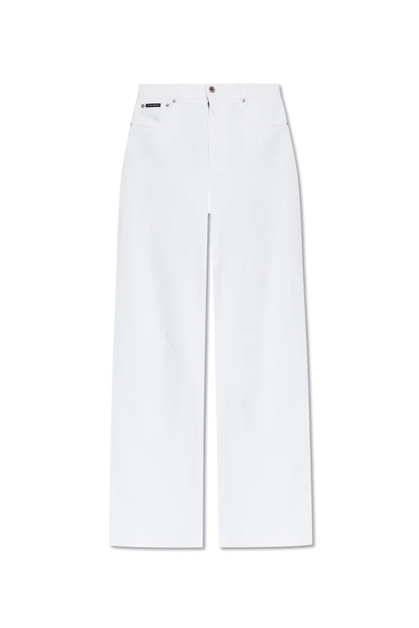 BIAŁY  Jeansy z szerokimi nogawkami