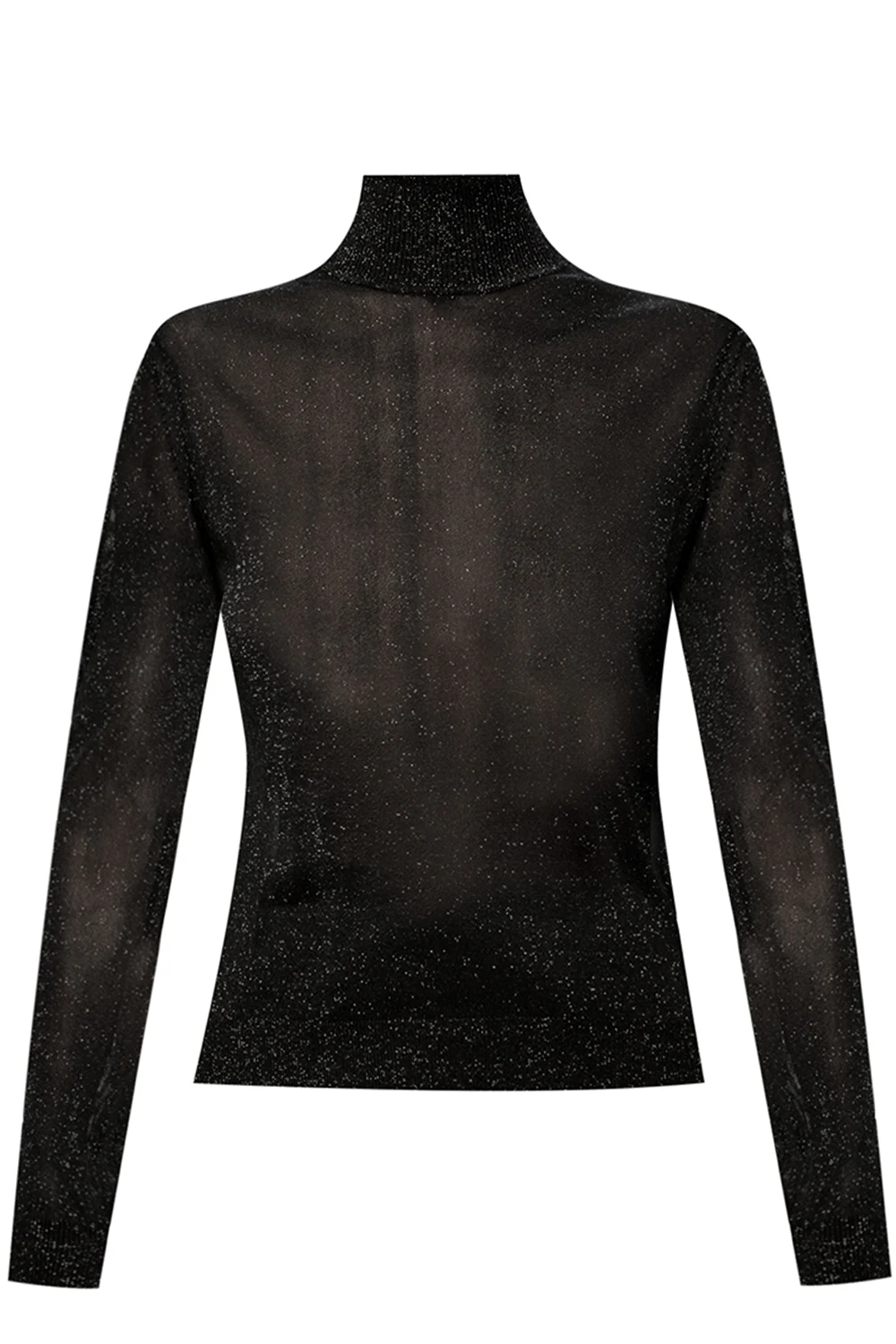 BLACK Lurex trim turtleneck sweater