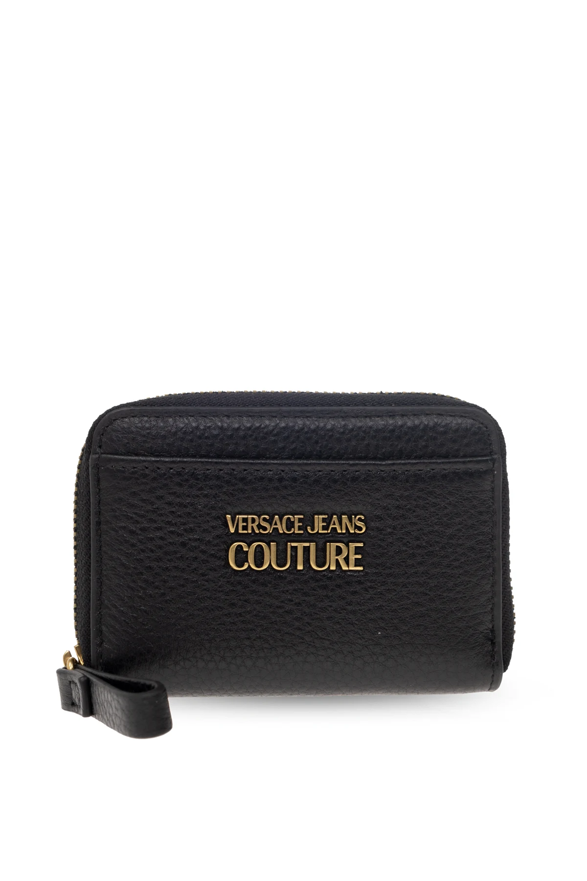 BLACK Leather wallet with logo