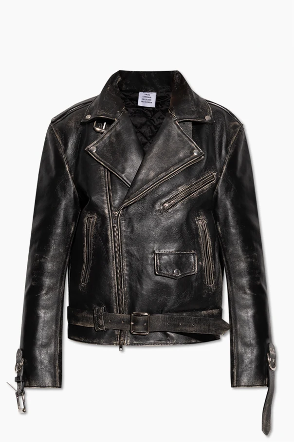 CZARNY Kurtka skórzana