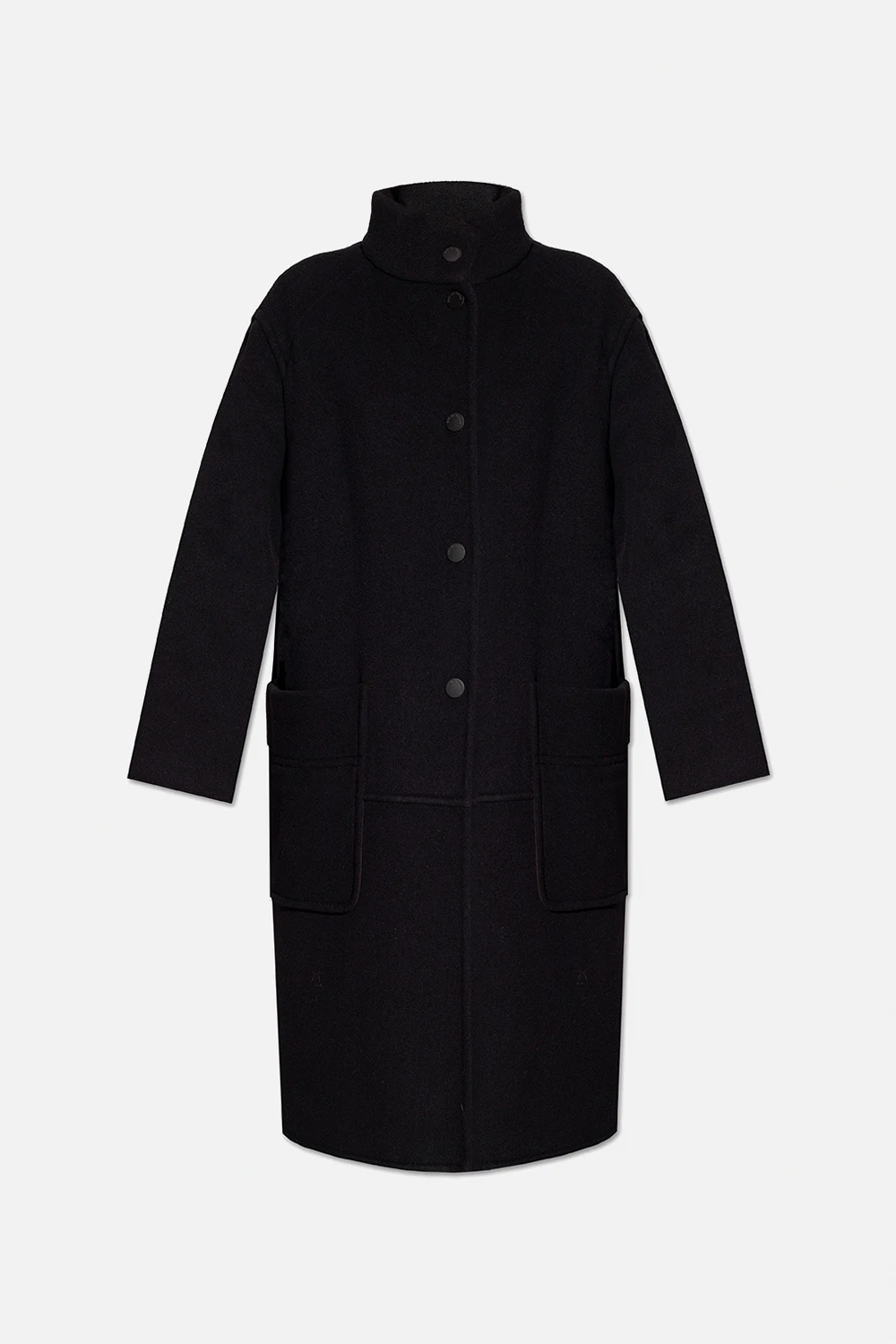Coat with standing collar