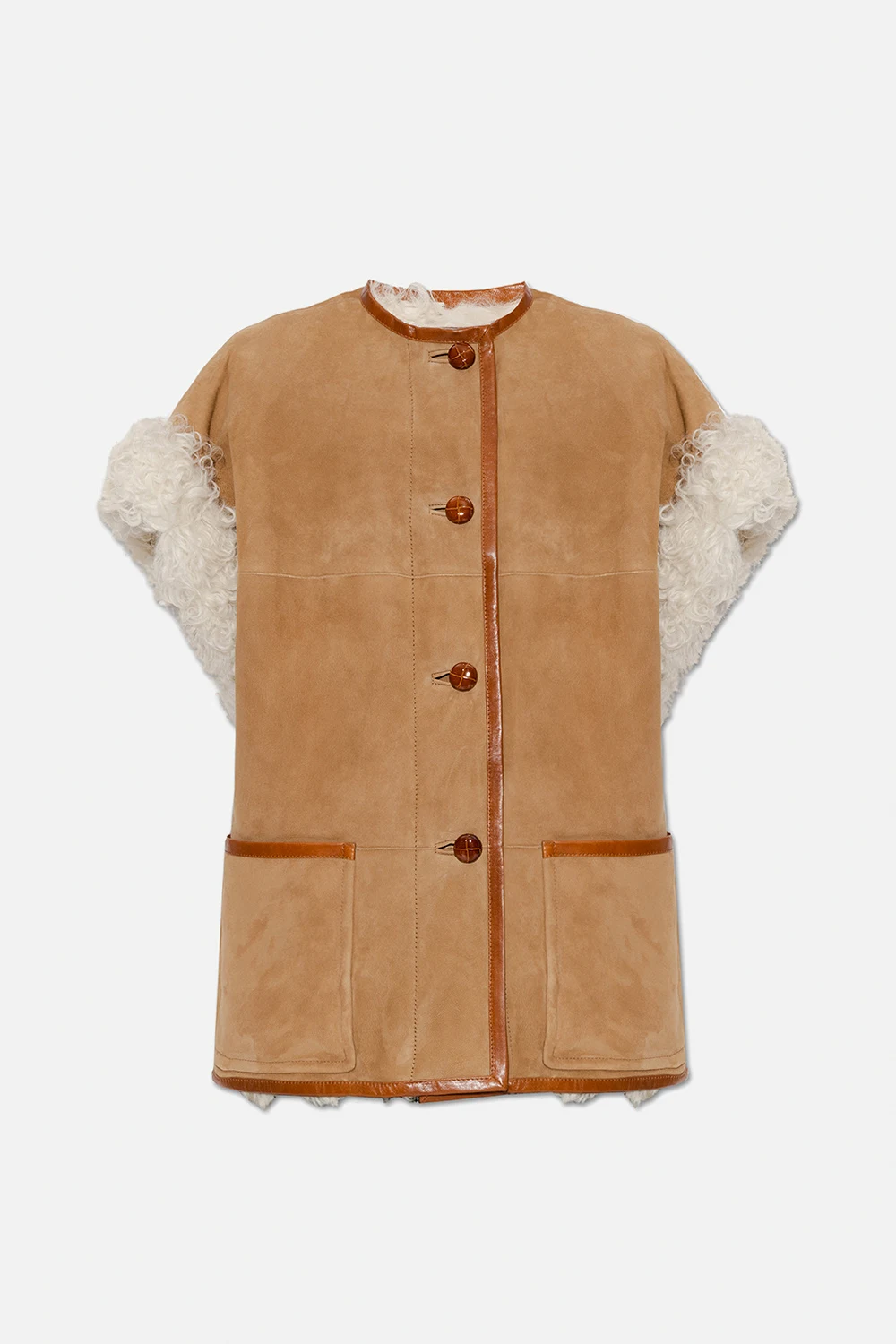 Short-sleeved shearling coat