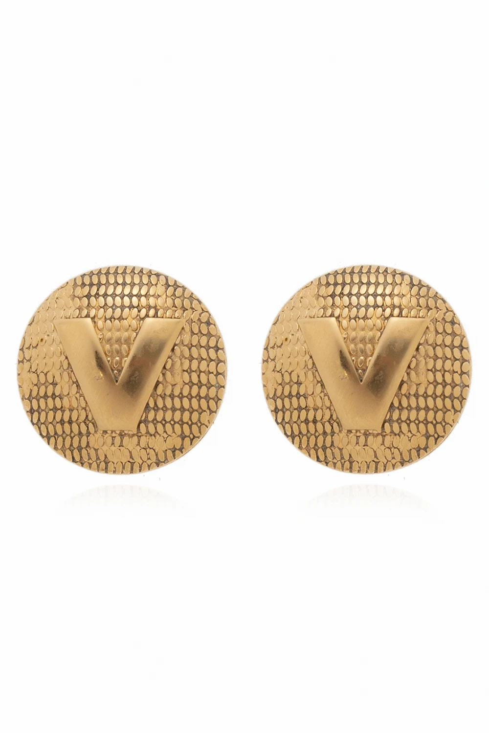 GOLD Brass clip-on earrings with logo