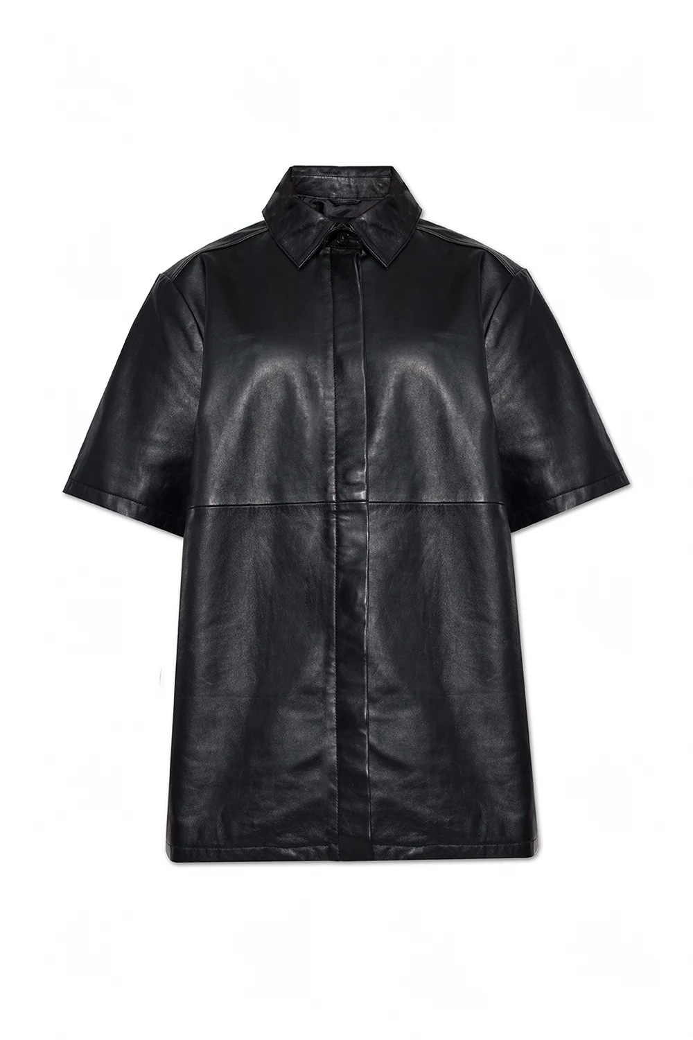 BLACK ‘Kaleed’ short-sleeved leather shirt