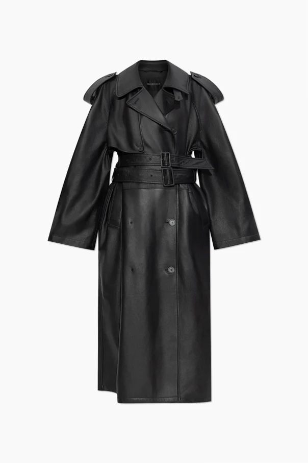 CZARNY Trencz z jagnięcej skóry