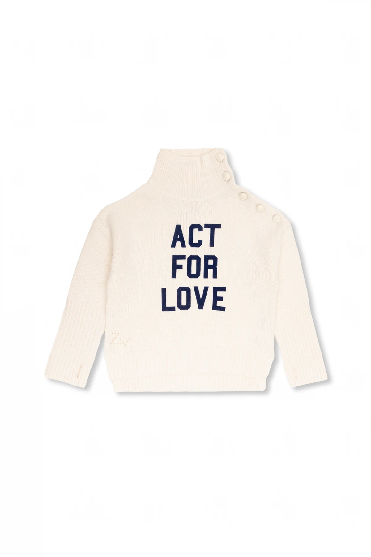 WHITE Turtleneck sweater with logo