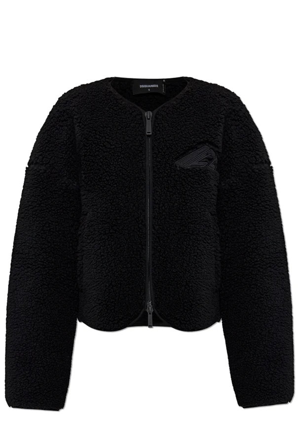 BROWN Fleece jacket with logo