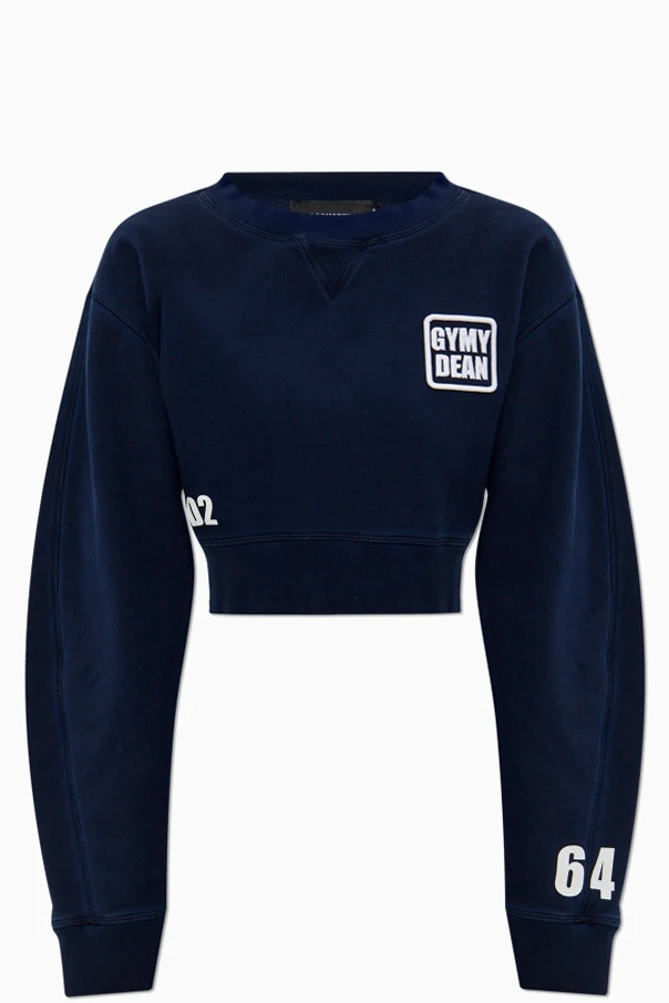 GRANATOWY Krótka bluza z logo
