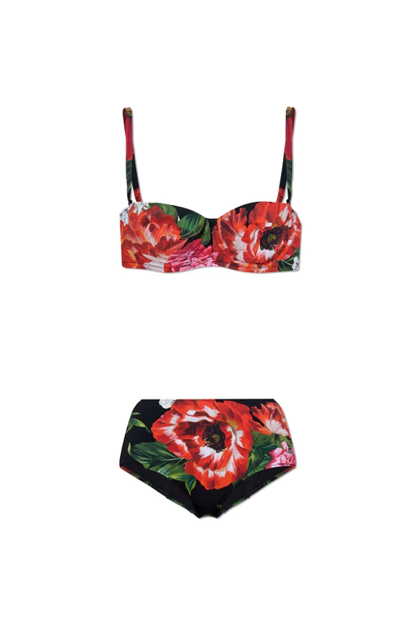 ROT Zweiteiliger Badeanzug mit Blumenmuster