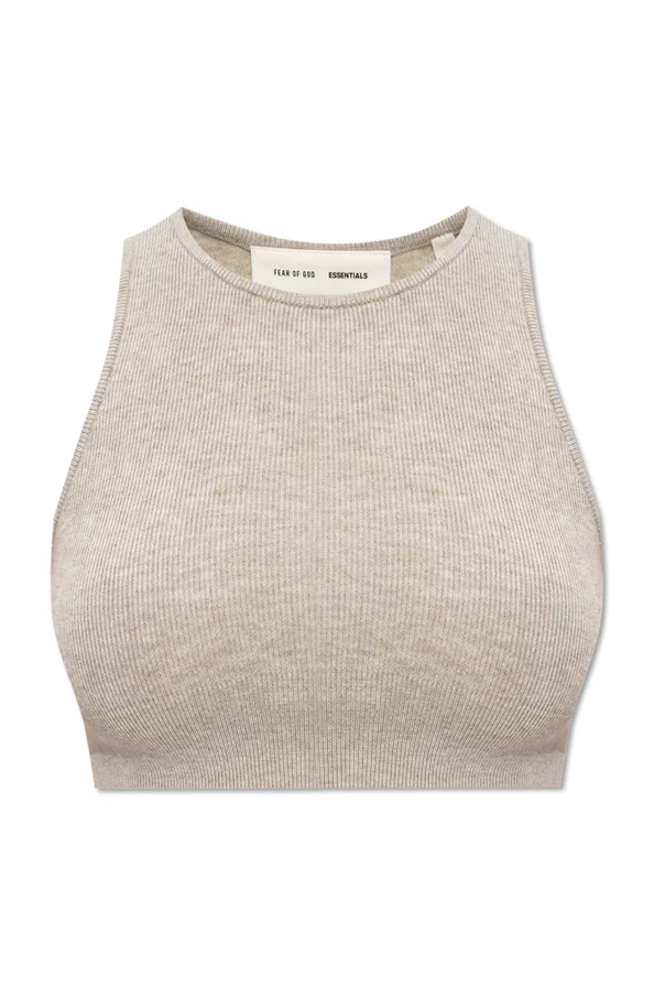 beige Short knit top