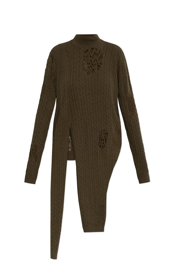 GRÜN Pullover mit Used-Effekt