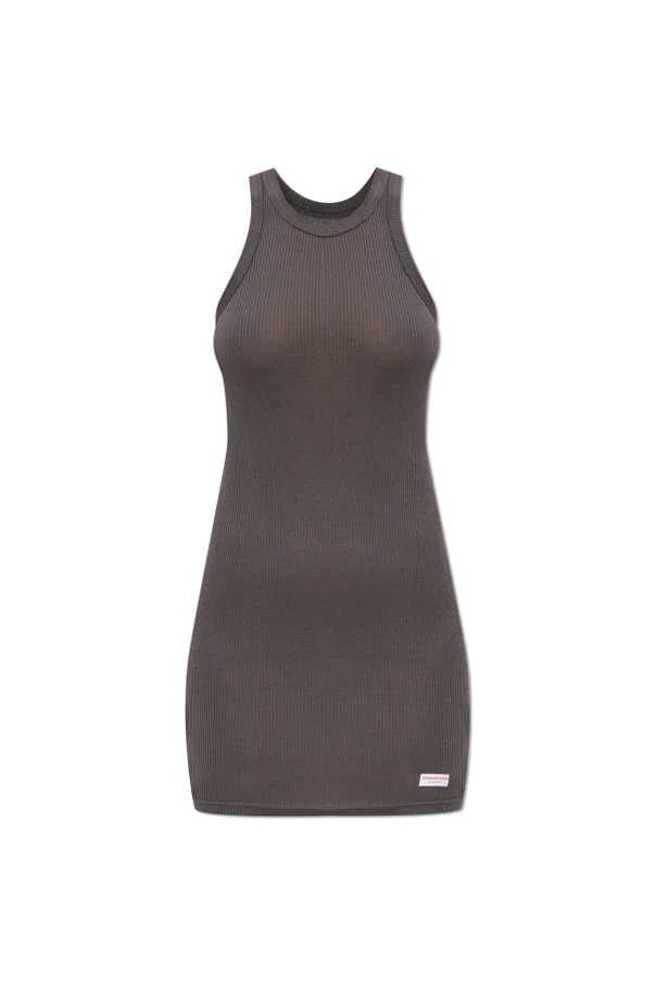 GRAU Gestreiftes ärmelloses Slipkleid