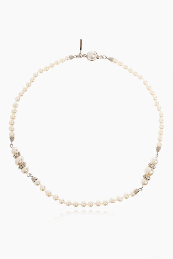 cream Necklace with artificial pearl