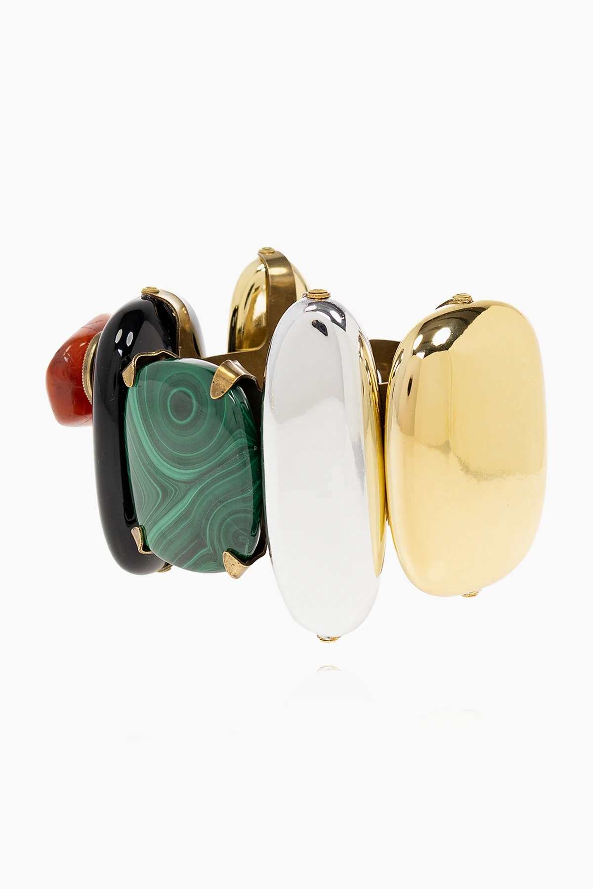 Brass bracelet with malachite