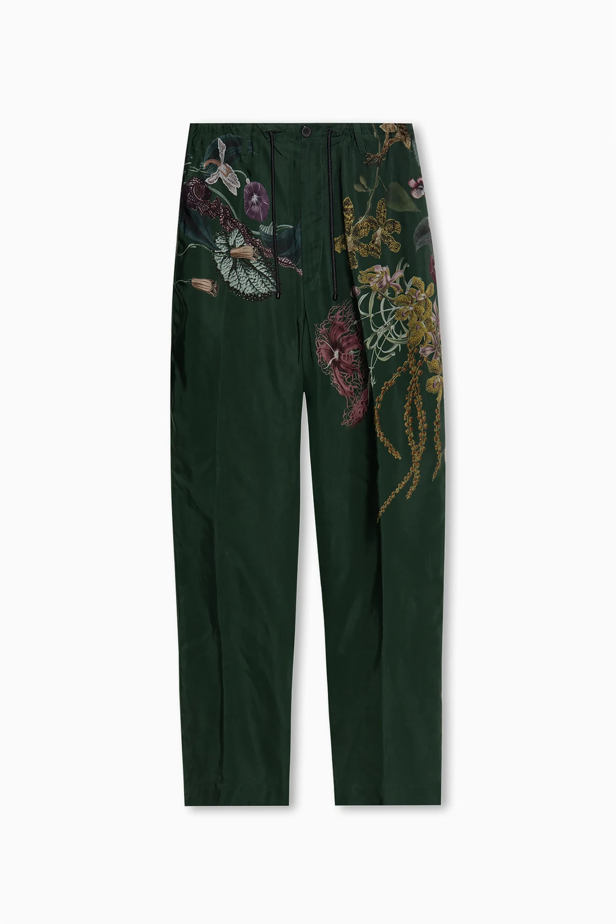 Pleat-front trousers with floral pattern