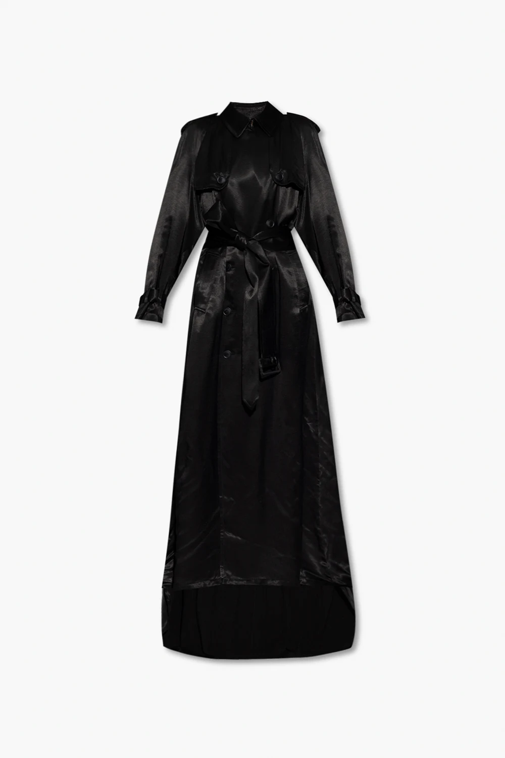 Silk trench coat with train