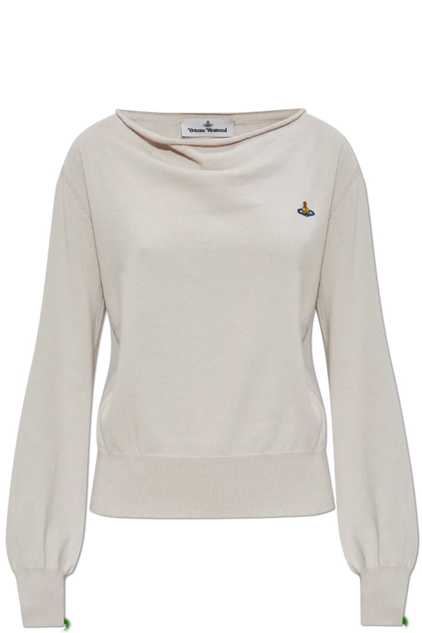 beżowy Sweter z logo