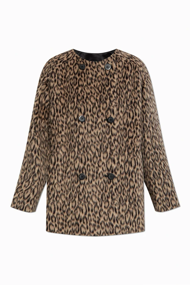 BROWN Short coat with animal motif