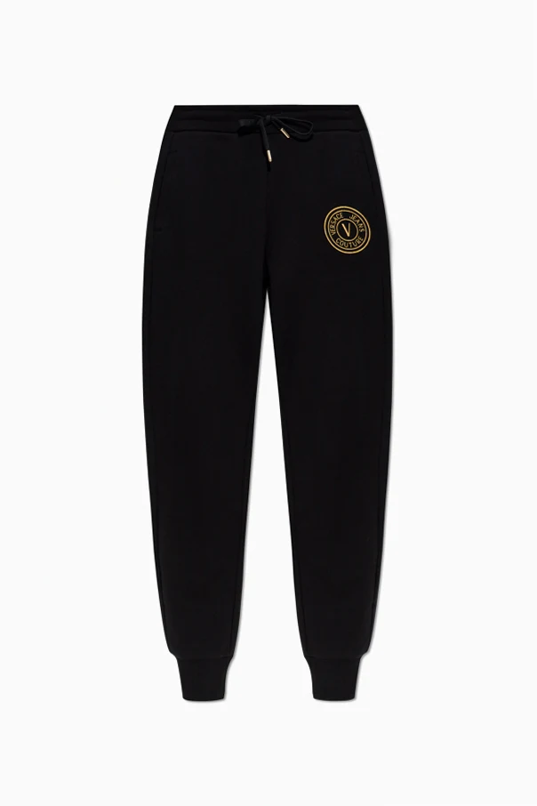SCHWARZ Sweatpants mit gesticktem Logo