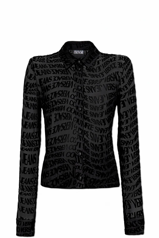 BLACK Monogram shirt with velvet finish