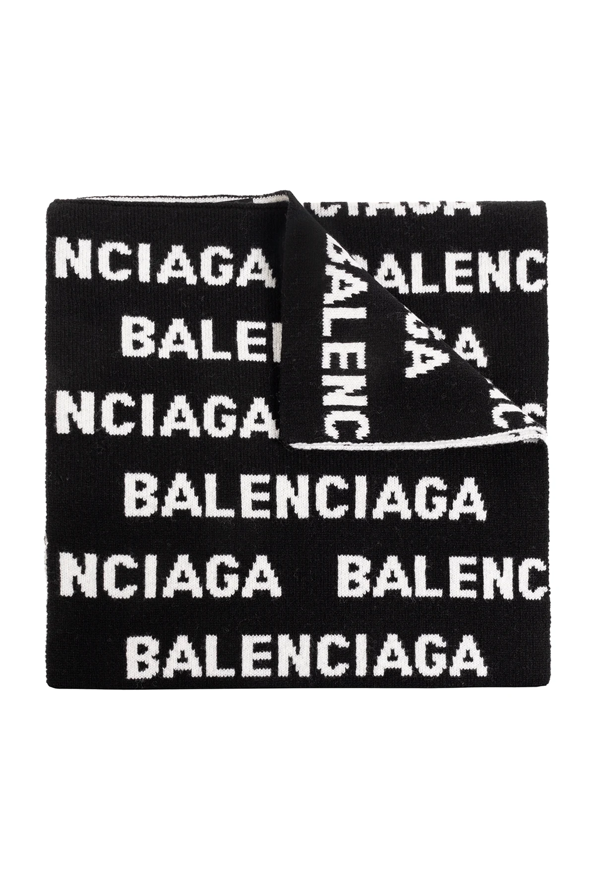 BLACK Reversible wool scarf