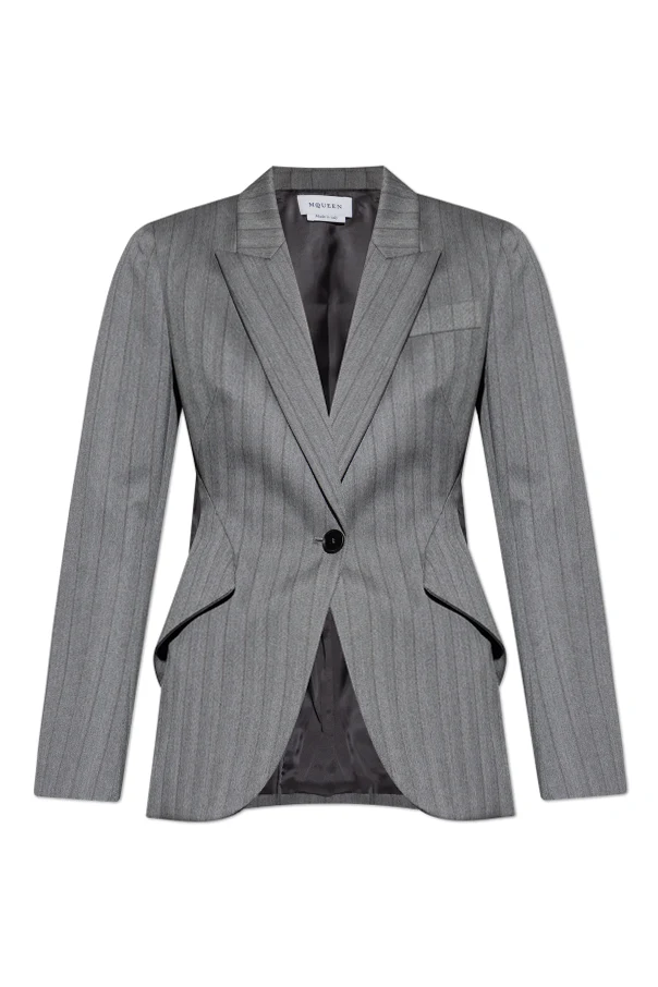 GRAU Wollblazer mit Fischgrätmuster