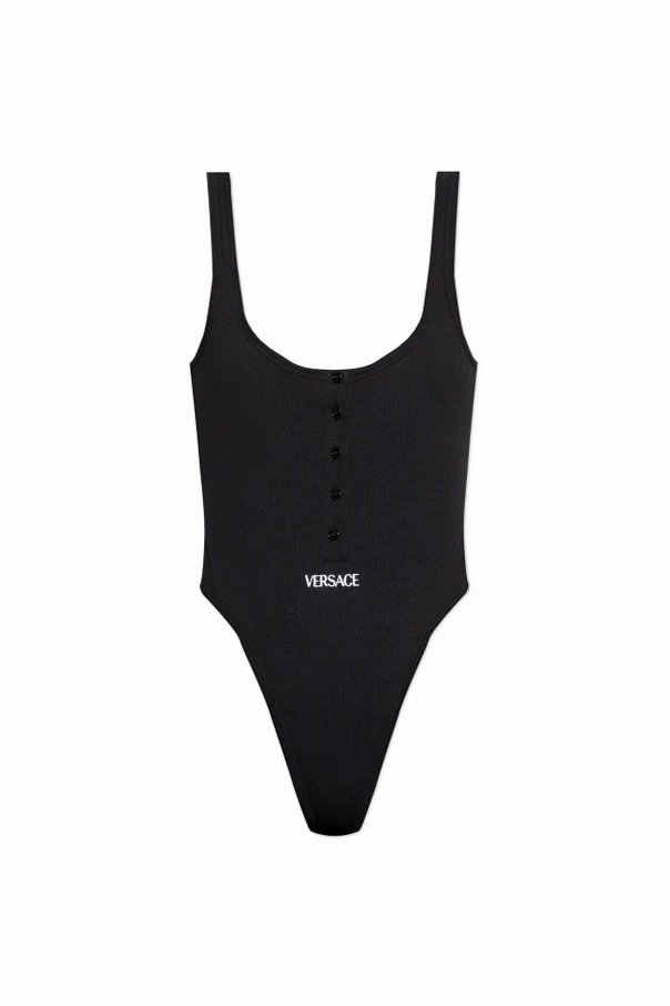 SCHWARZ Body mit gesticktem Logo