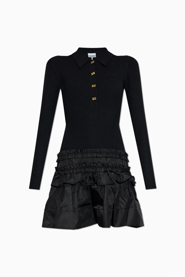 SCHWARZ Kleid mit Rüsche