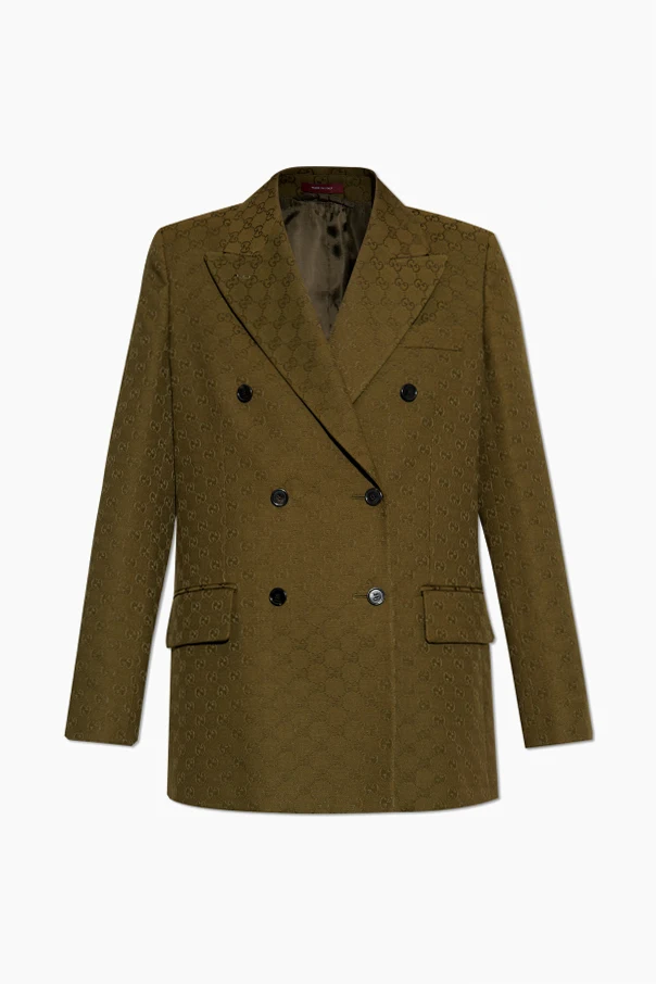 GREEN Double-breasted blazer with 'GG' pattern