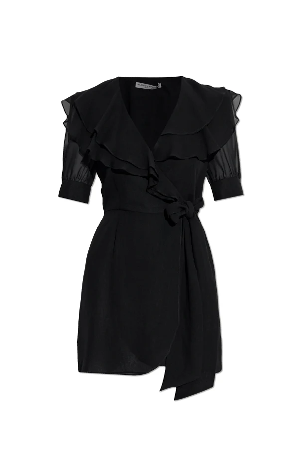 SCHWARZ Wickelkleid mit Taillenbindung