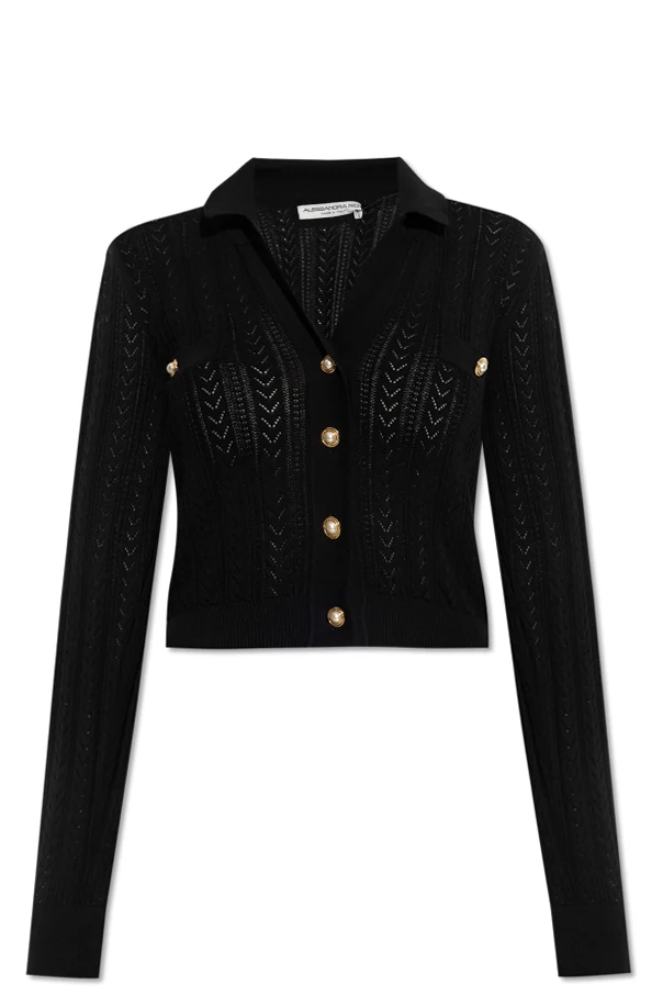 SCHWARZ Cardigan mit dekorativem Strickmuster