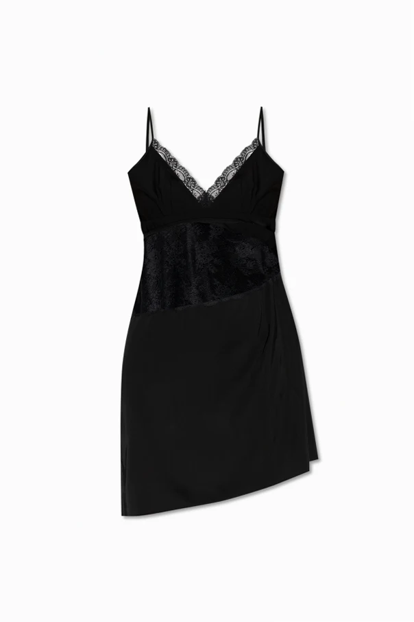 BLACK Short dress with lace