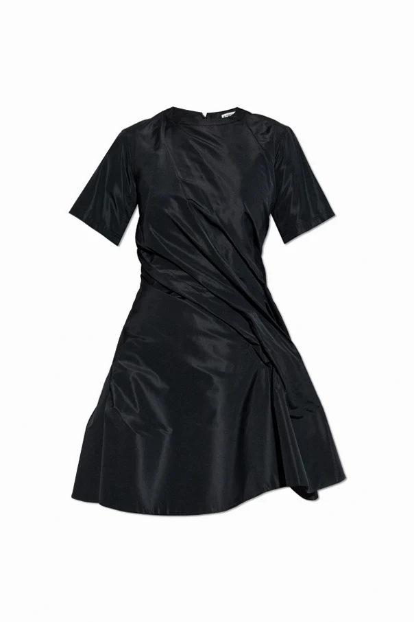 SCHWARZ Kleid mit dekorativer Drapierung